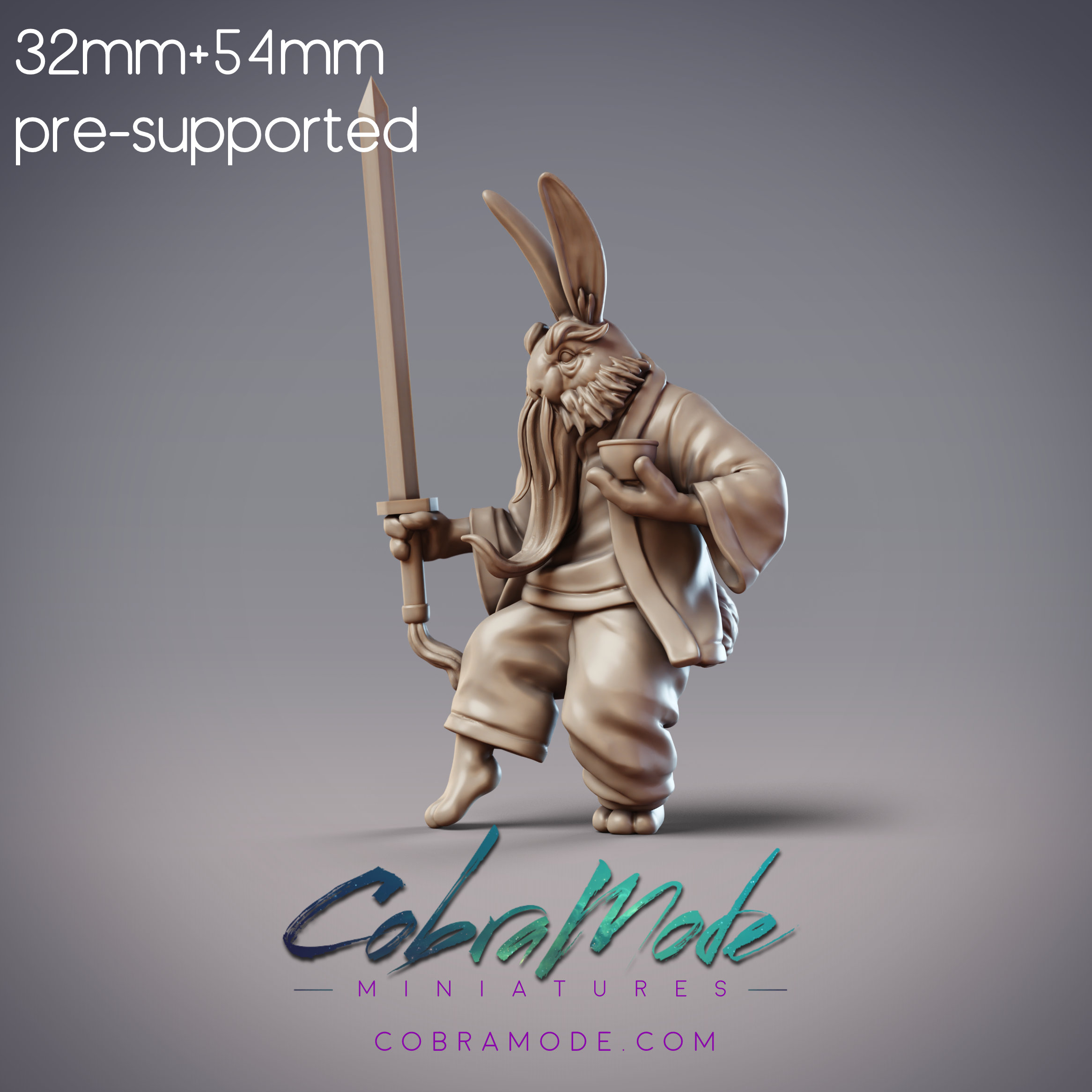 Rabbitfolk Teacher - Elegant Sword, Guanghan Swordmaster (Pre-supported)